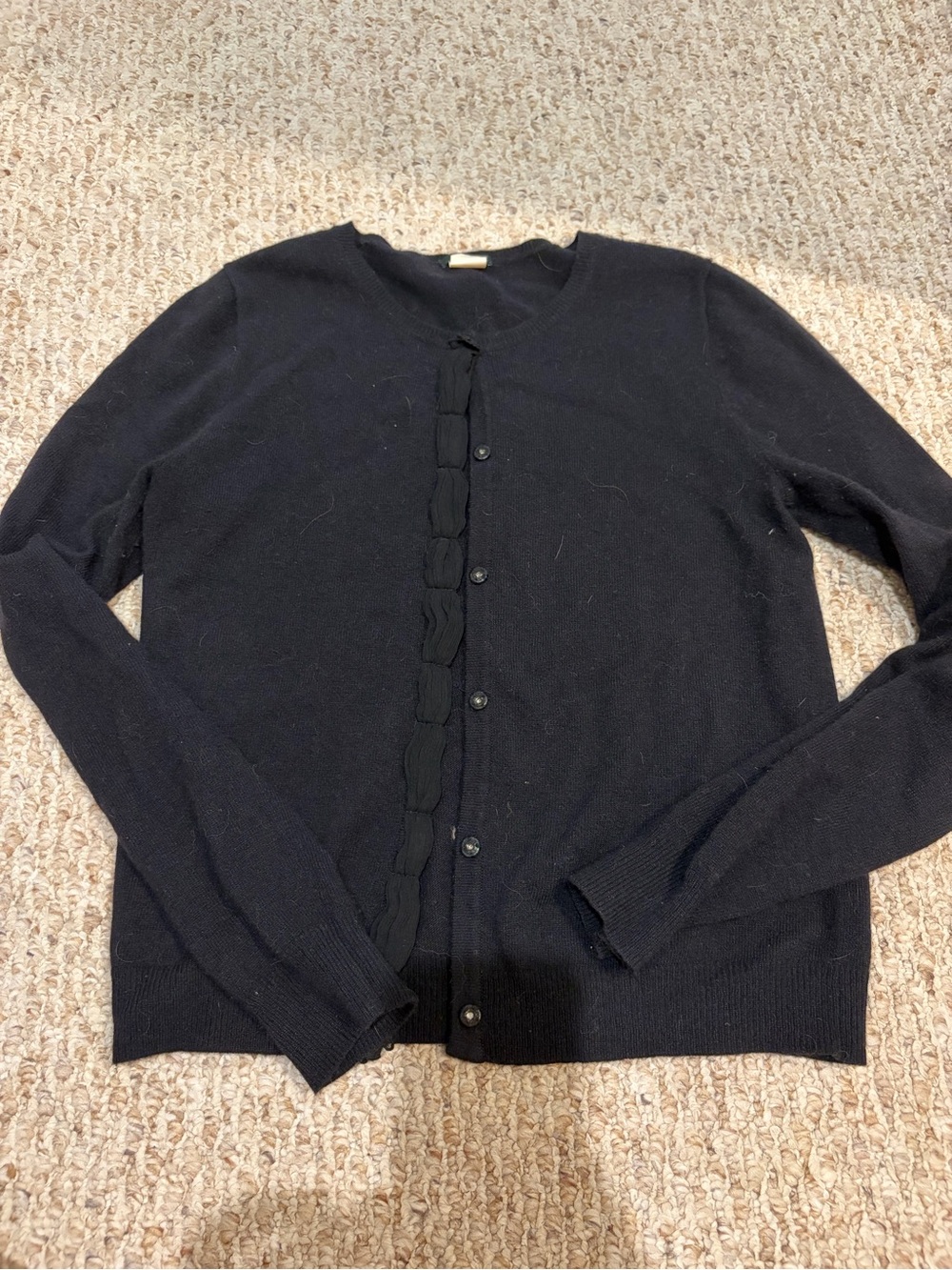 J. Crew Black Wool-Cashmere Blend Crewneck Sweater